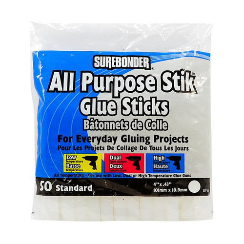An image of Surebonder All Purpose Stik 4" Glue Sticks, 50 Pack. 