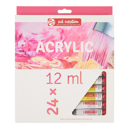 An image of a Talens Art Creation 24-Color Acrylic Paint Set, 12 ml.
